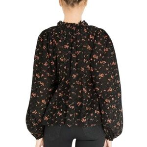Ulla Johnson Black with Red Floral Eyelet Blouse